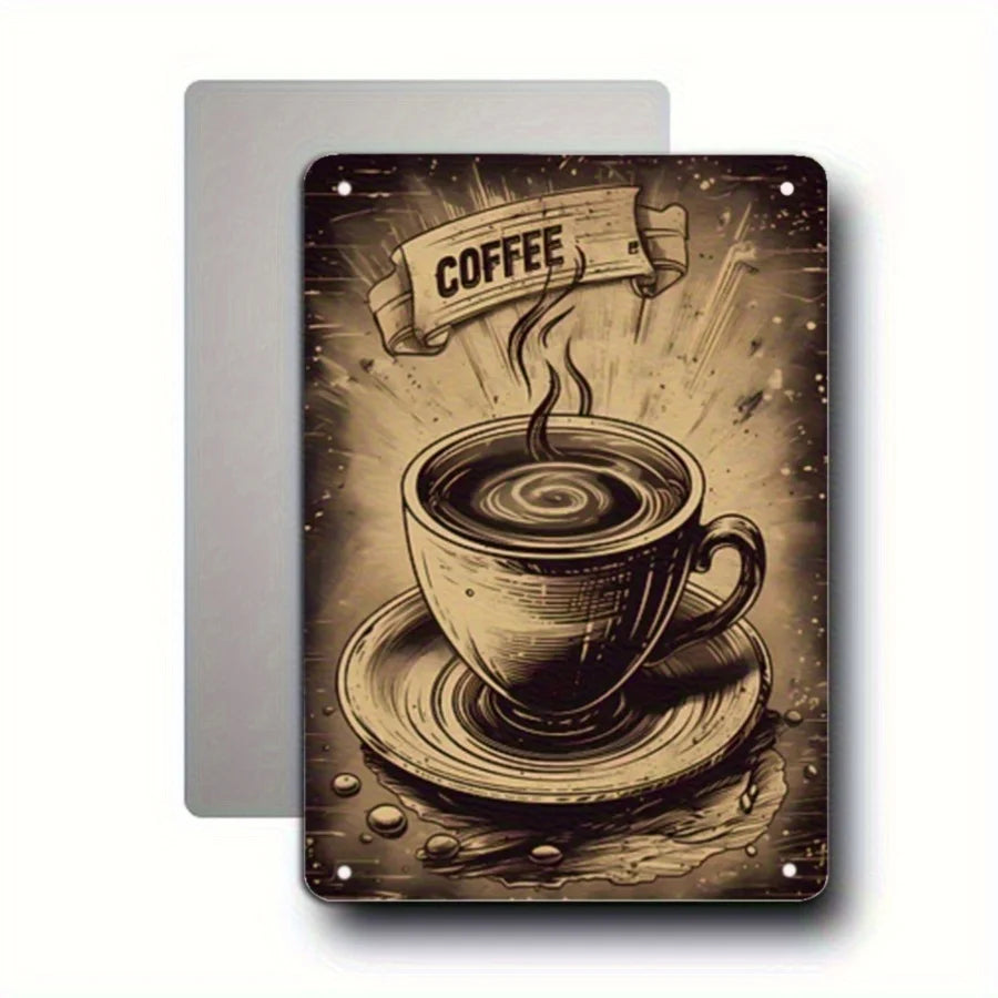 1pc Aluminum Coffee Cup Sign Decor, 8x12 Metal Wall Art for Garage, Cafe, Bar, Living Room, Bedroom, Home Decor