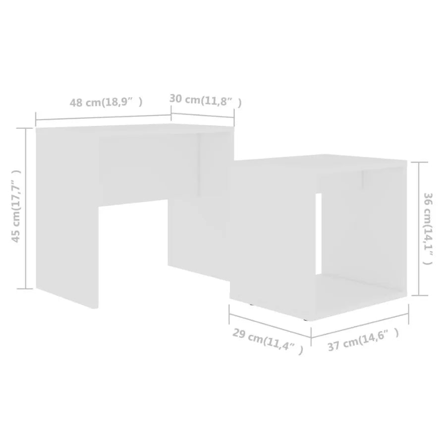 Coffee Table Set White 18.9x11.8x17.7 Engineered Wood