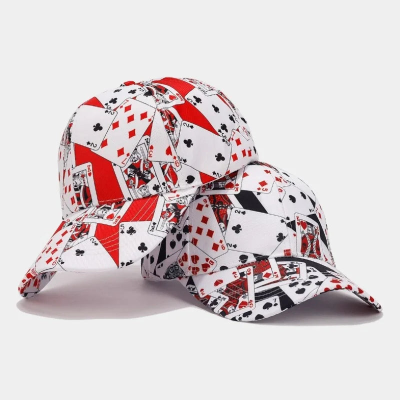 America Retro Personality Full Printing Baseball Hat Men Four Seasons Casual Dollars Trucker Cap Women Trend Poker Sunscreen Hat