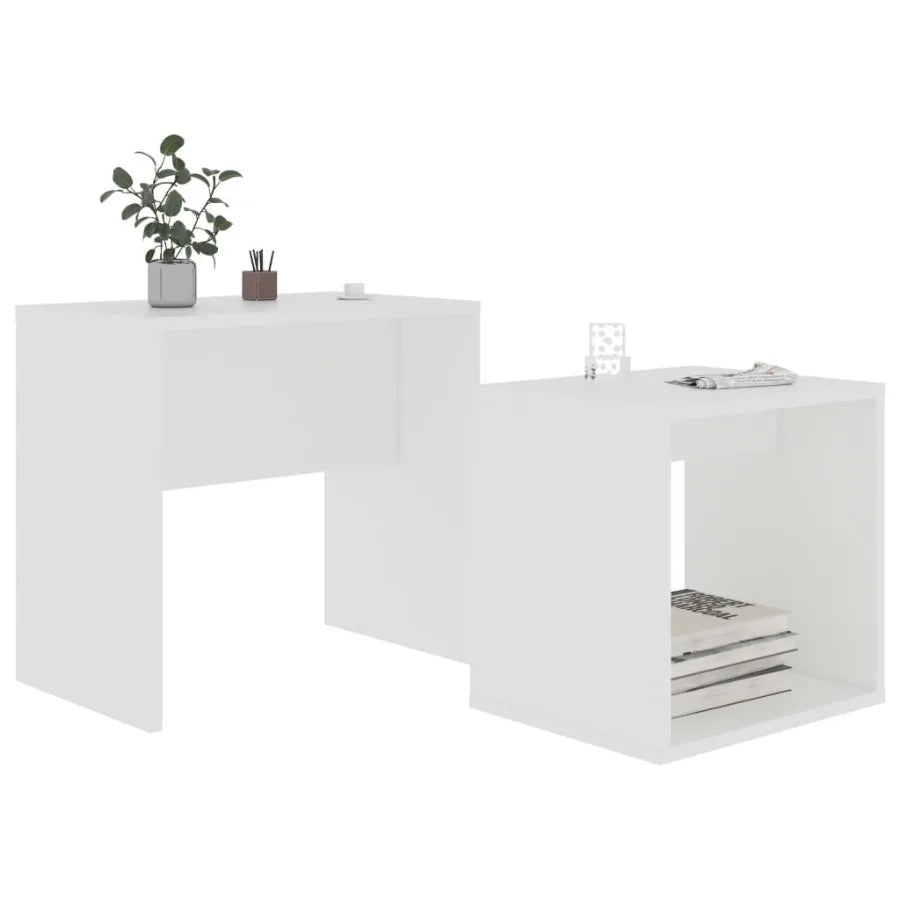Coffee Table Set White 18.9x11.8x17.7 Engineered Wood