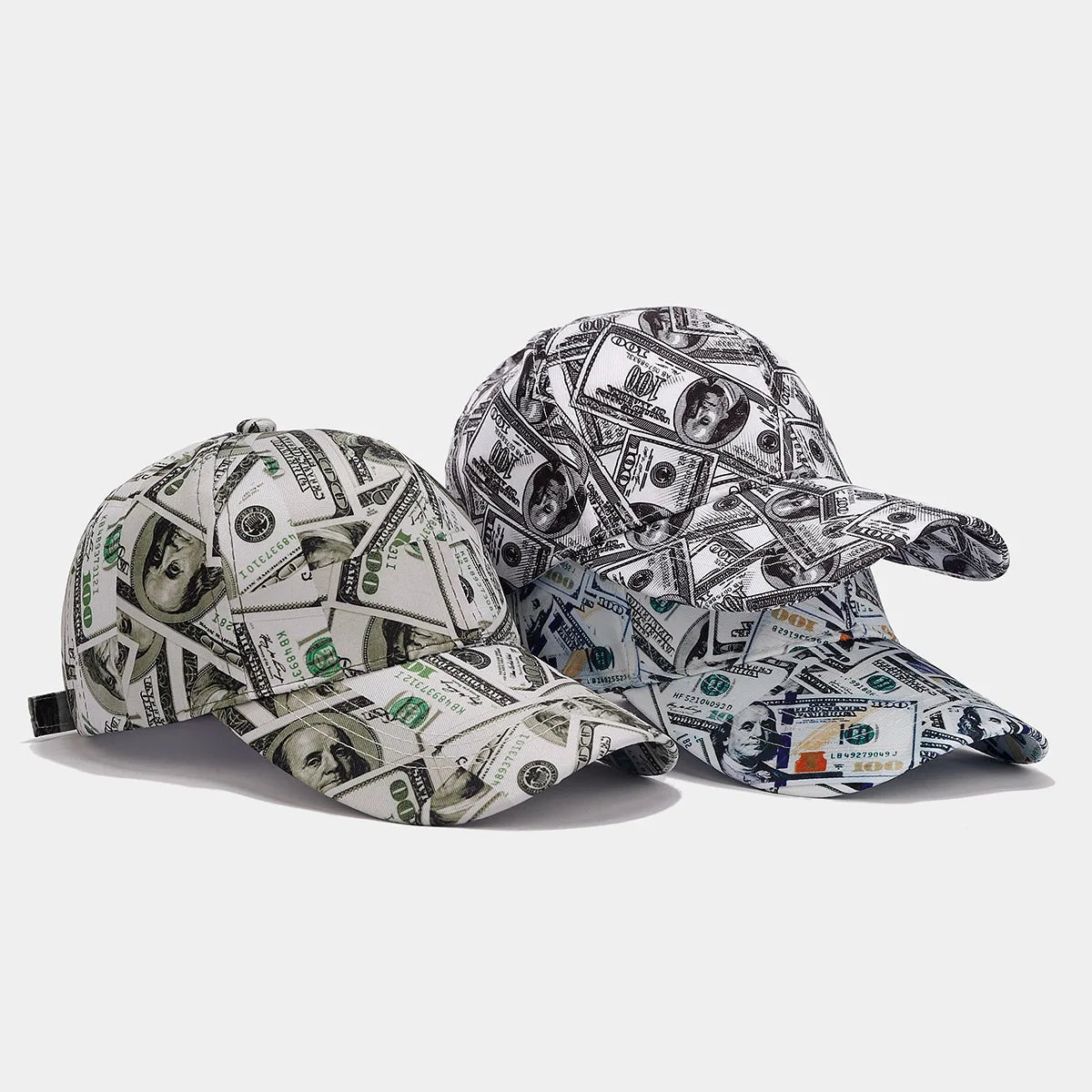 America Retro Personality Full Printing Baseball Hat Men Four Seasons Casual Dollars Trucker Cap Women Trend Poker Sunscreen Hat