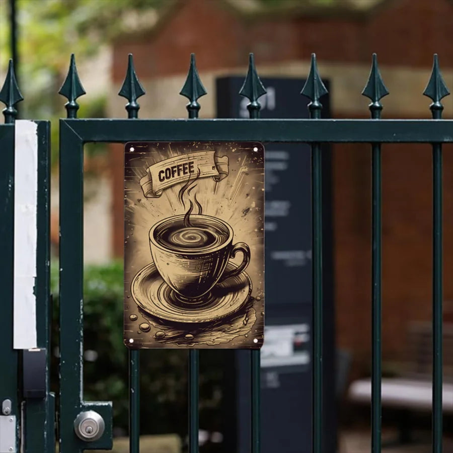 1pc Aluminum Coffee Cup Sign Decor, 8x12 Metal Wall Art for Garage, Cafe, Bar, Living Room, Bedroom, Home Decor