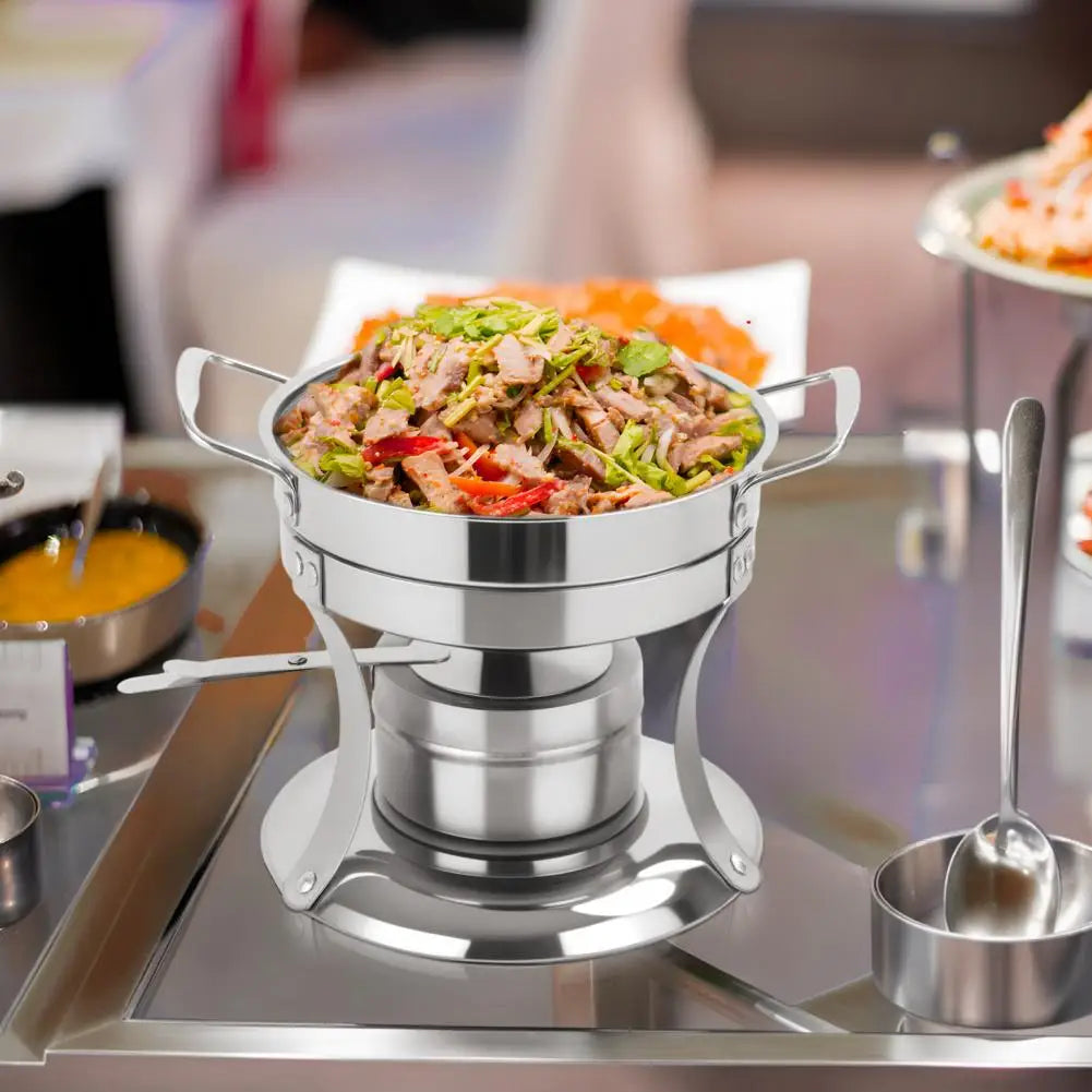 4Pcs Alcohol Stove Hot Pot Stainless Steel Single Person Food Buffet Hot For Camping Picnic Hiking Household Family Gathering