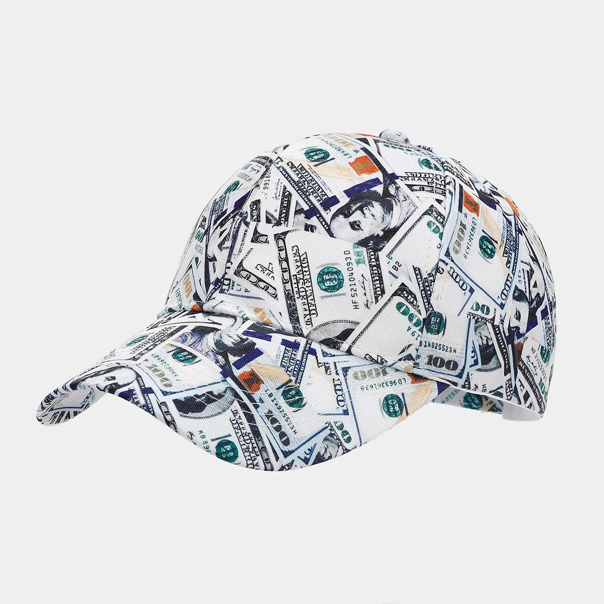 America Retro Personality Full Printing Baseball Hat Men Four Seasons Casual Dollars Trucker Cap Women Trend Poker Sunscreen Hat
