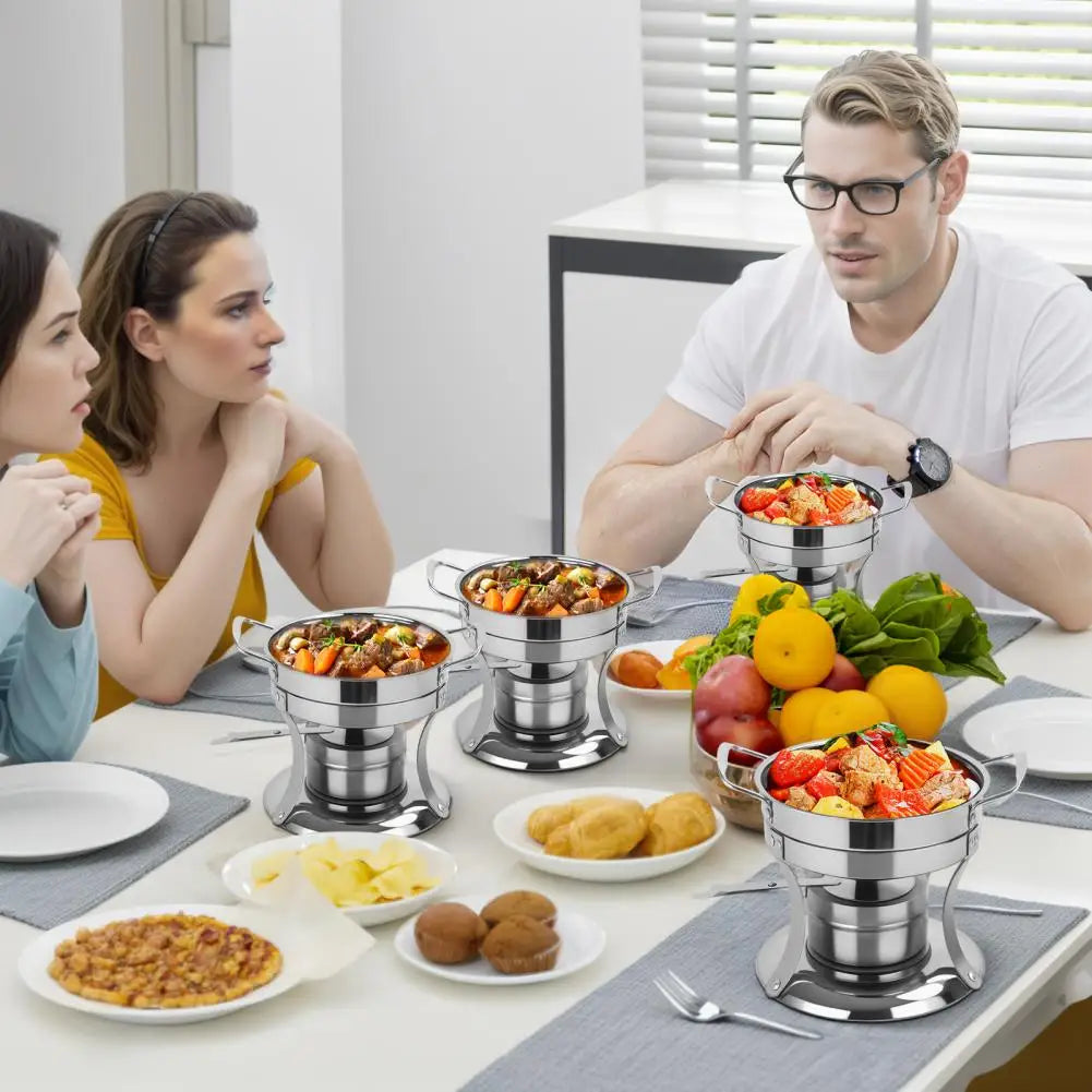 4Pcs Alcohol Stove Hot Pot Stainless Steel Single Person Food Buffet Hot For Camping Picnic Hiking Household Family Gathering