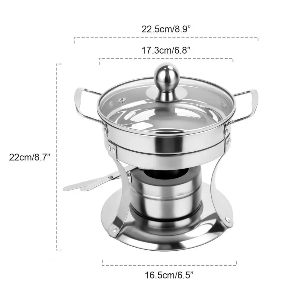 4Pcs Alcohol Stove Hot Pot Stainless Steel Single Person Food Buffet Hot For Camping Picnic Hiking Household Family Gathering