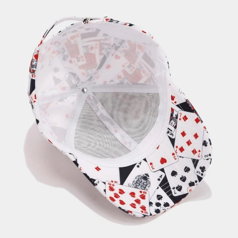 America Retro Personality Full Printing Baseball Hat Men Four Seasons Casual Dollars Trucker Cap Women Trend Poker Sunscreen Hat