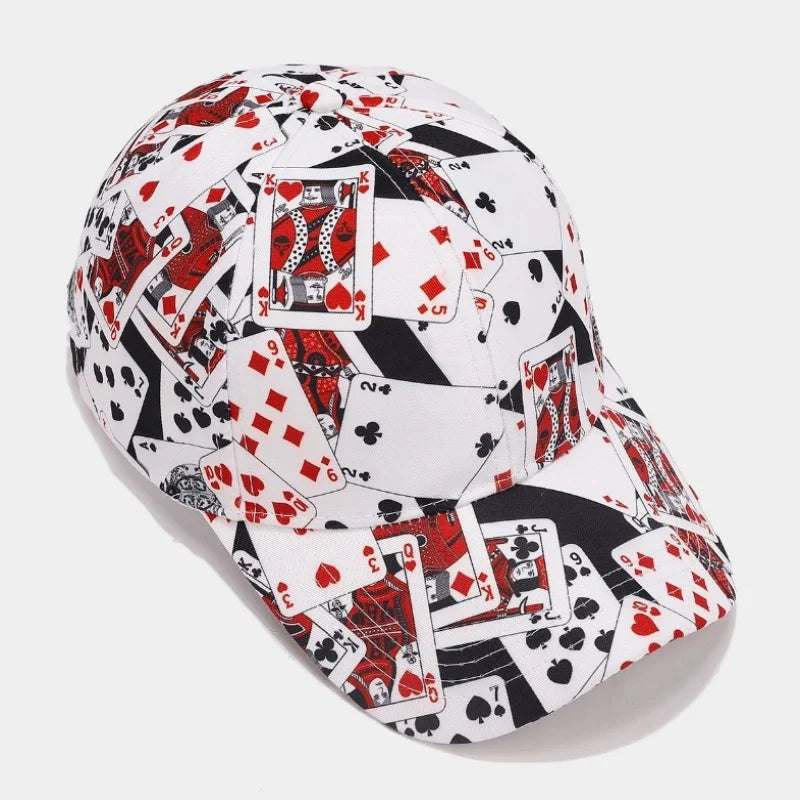America Retro Personality Full Printing Baseball Hat Men Four Seasons Casual Dollars Trucker Cap Women Trend Poker Sunscreen Hat