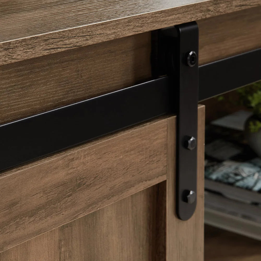 58" Farmhouse TV Stand and Entertainment Center for Televisions Up To 65 Inchs,with Sliding Barn Doors and Storage Cabinets