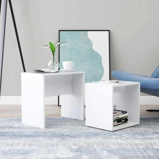 Coffee Table Set White 18.9x11.8x17.7 Engineered Wood